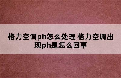 格力空调ph怎么处理 格力空调出现ph是怎么回事